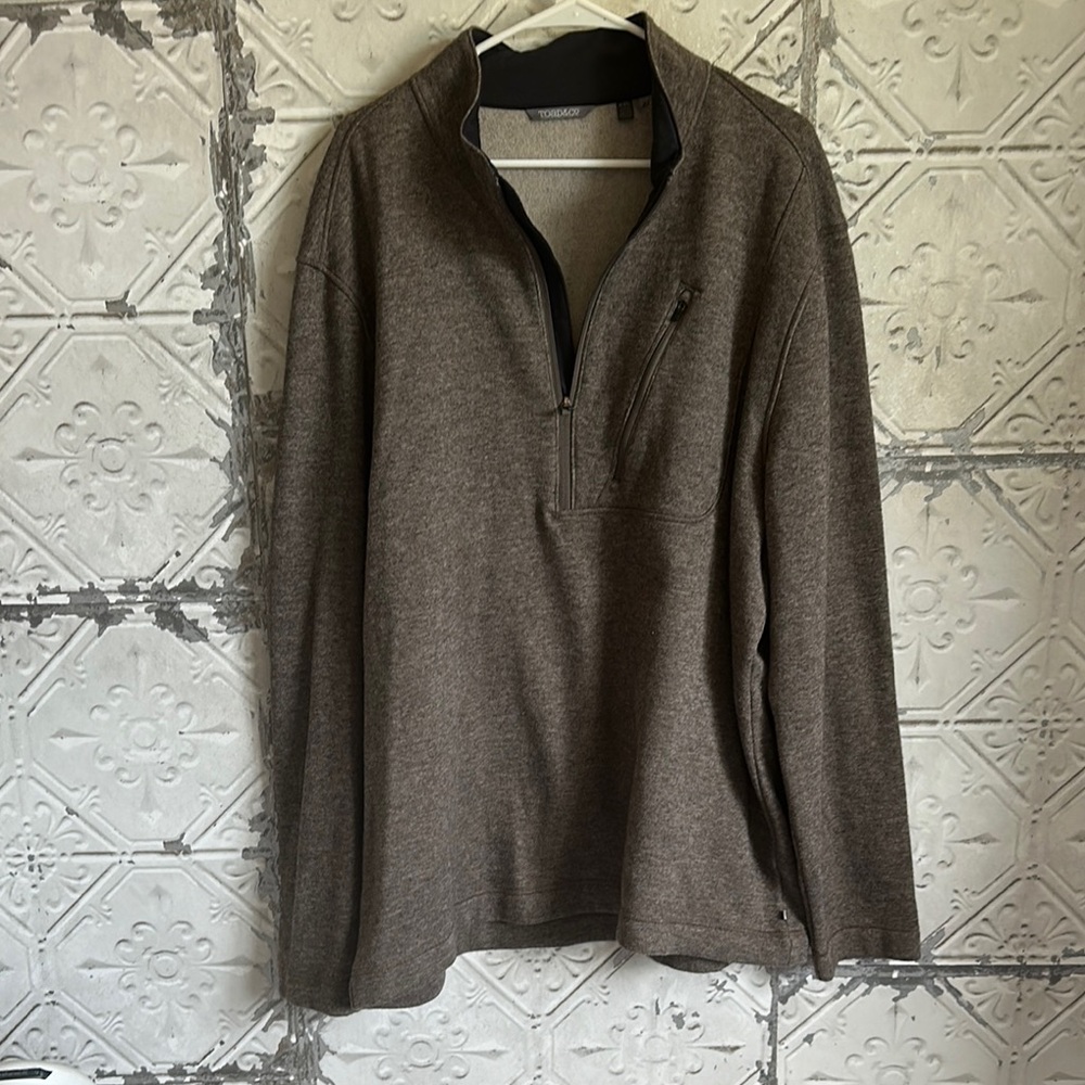 Toad&Co Brown Zip Up Sweater quarter zip wool blend